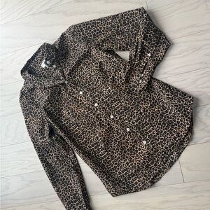 J. Crew Leopard Print Button-Up Shirt - Brown/Black
